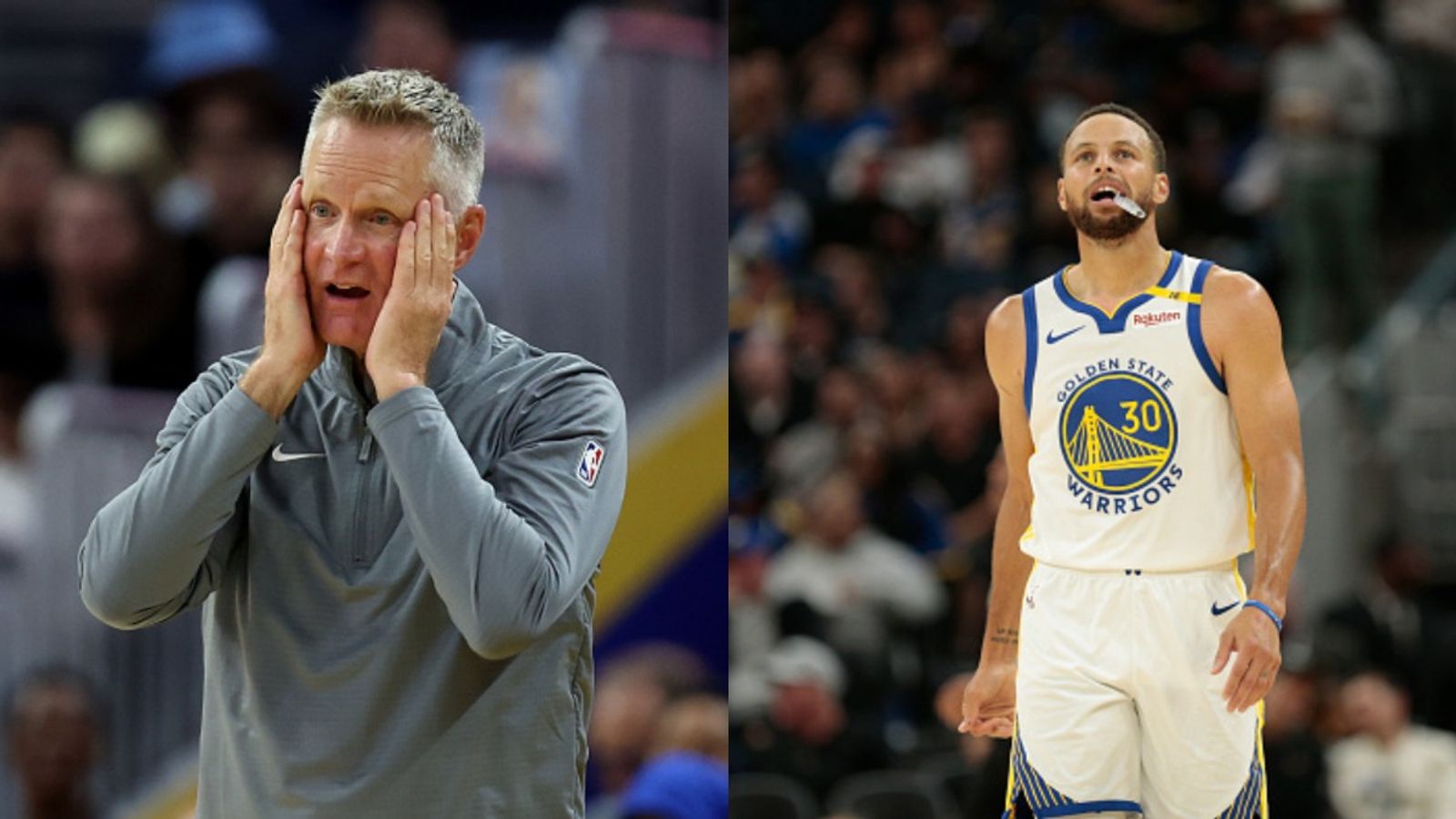 Golden State Warriors' coach Steve Kerr delivers update on Stephen Curry's injury scare Steve Kerr and Stephen Curry in the frame