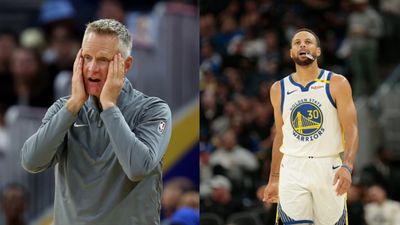 Golden State Warriors' coach Steve Kerr delivers update on Stephen Curry's injury scare Steve Kerr and Stephen Curry in the frame