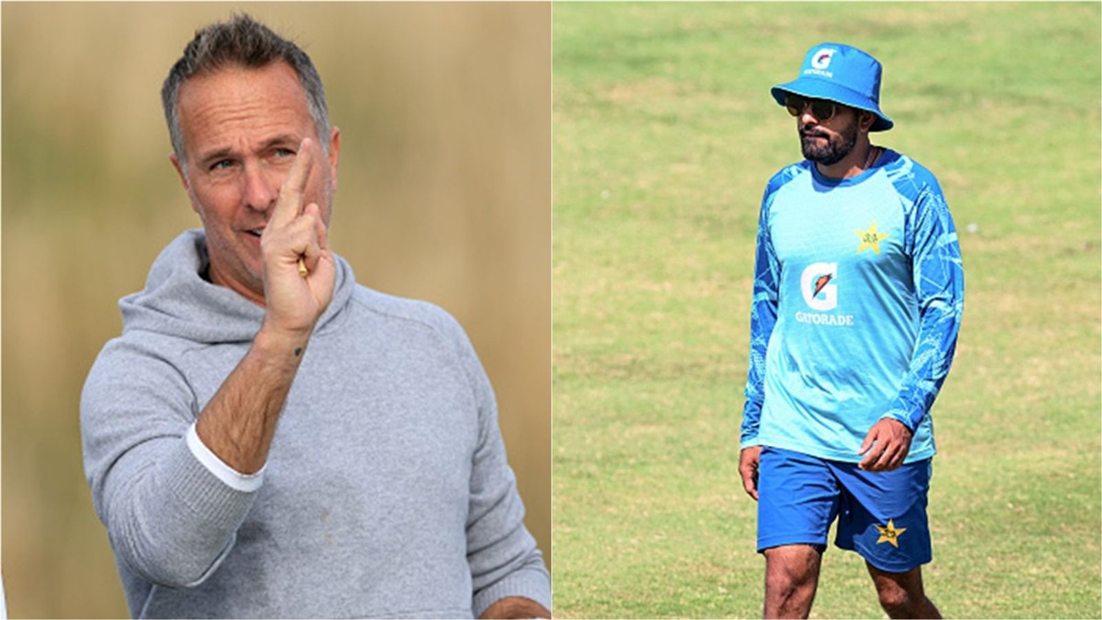 'Absolutely stupid decision': Michael Vaughan bashes Pakistan's new selection committee for dropping Babar Azam from Test squad vs England Former England skipper Michael Vaughan (left); Pakistan's Babar Azam during a training session in Multan