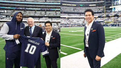 NFL: Dallas Cowboys Honors Indian Cricket Legend Sachin Tendulkar with a Number 10 jersey, know its significance Sachin Tendulkar during Dallas Cowboys game