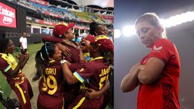 West Indies women celebrating win West Indies women celebrating win