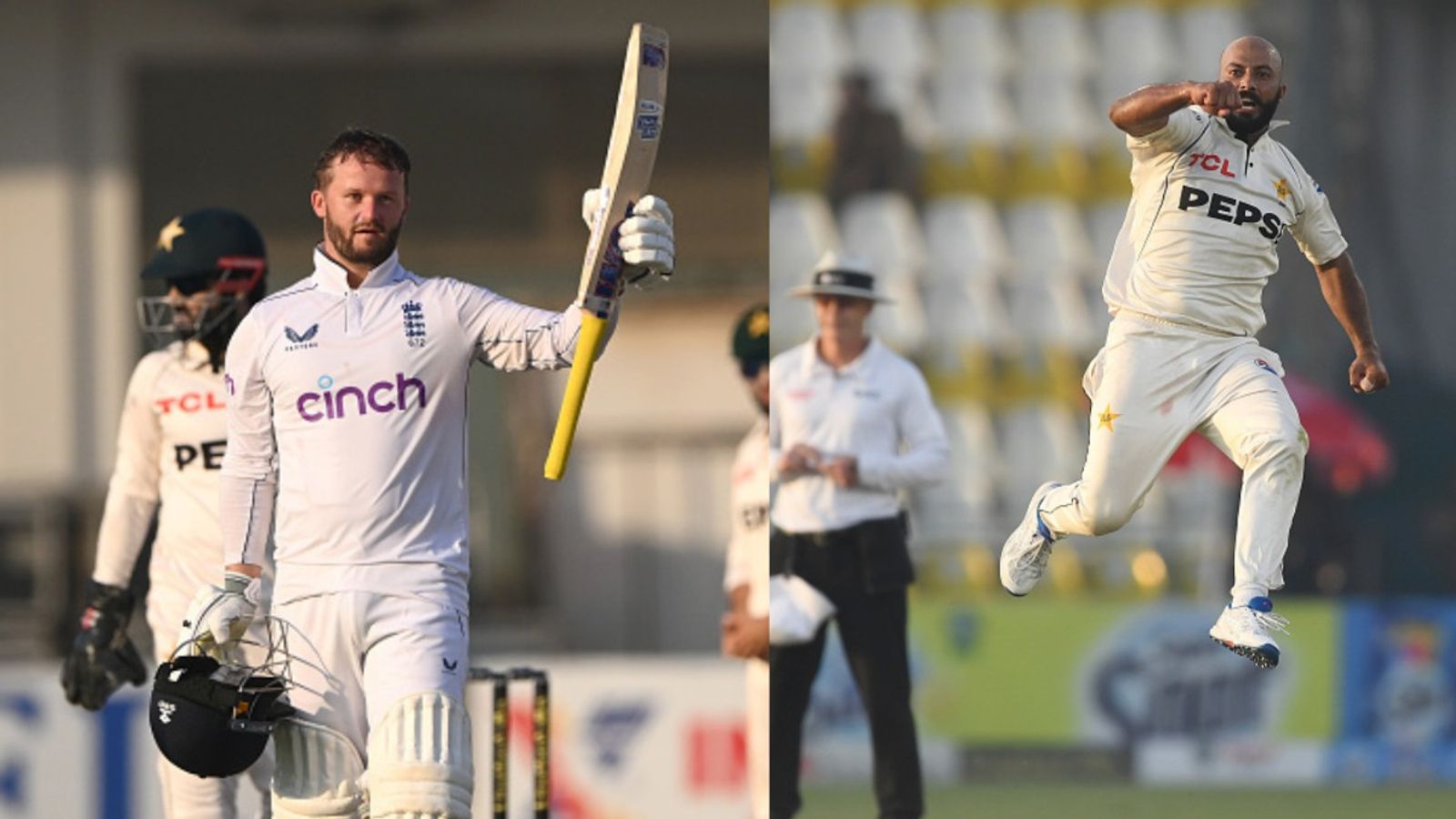 PAK vs ENG, 2nd Test: Pakistan's Sajid Khan breaks England's back with superb 4-fer as Ben Duckett's century steers visitors to 239/6 on Day 2 England's Ben Duckett (left) and Pakistan's Sajid Khan in this frame.