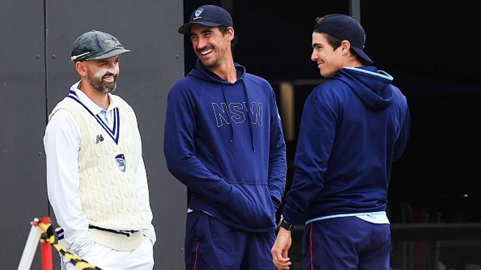 'Time will tell. If he's not picked this summer then...': Mitchell Starc backs Steve Smith's 19-year-old NSW teammate to open against India in Border-Gavaskar Trophy Nathan Lyon, Mitchell Starc and Sean Abbott share a laugh during the Sheffield Shield match between New South Wales and South Australia at Cricket Central