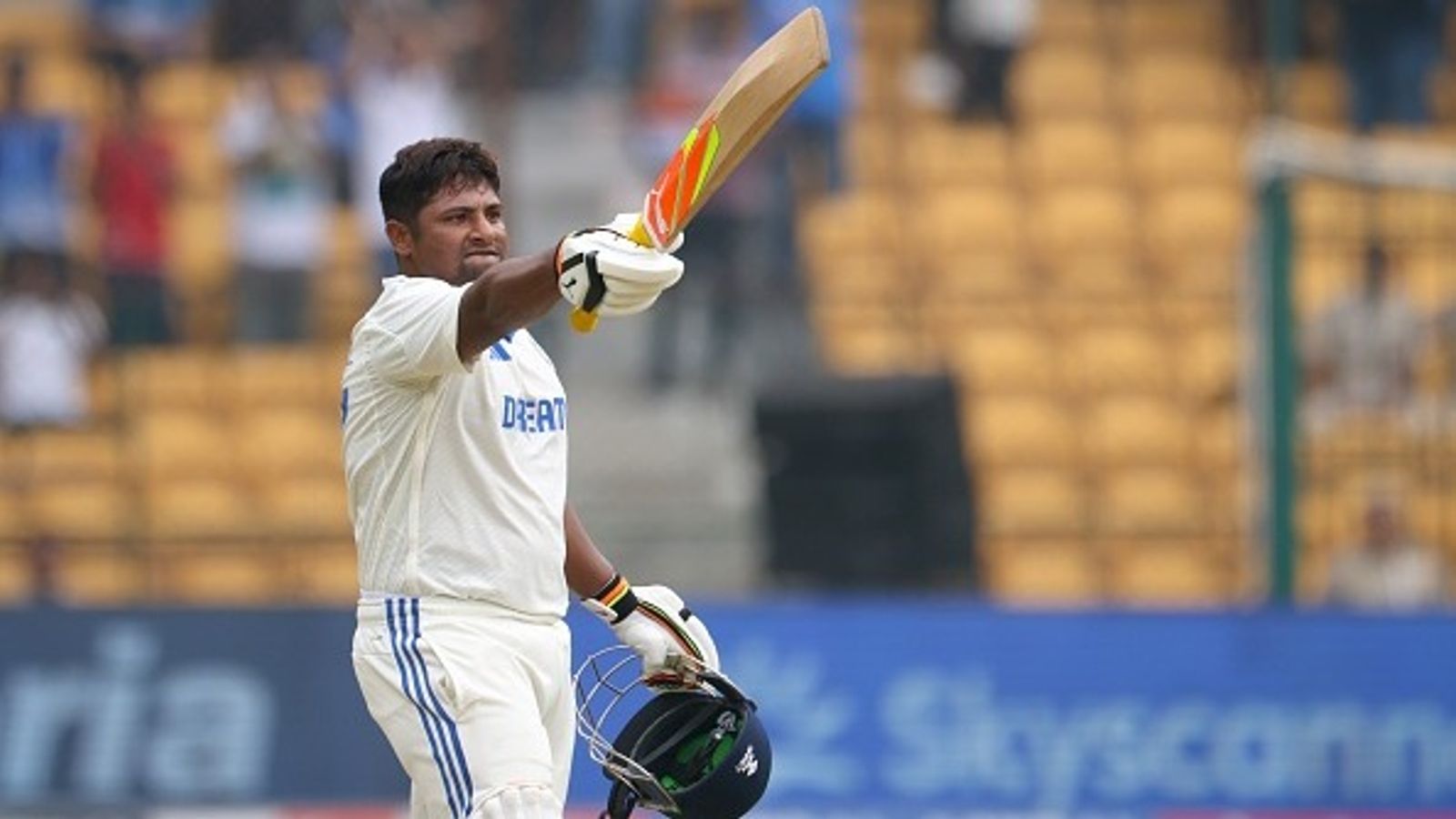 Sarfaraz Khan becomes 3rd Indian batter after Mansur Ali Khan Pataudi and Sachin Tendulkar to achieve rare feat in Tests for India Sarfaraz Khan of India celebrates scoring a century during day four of the First Test match between India and New Zealand at M. Chinnaswamy Stadium