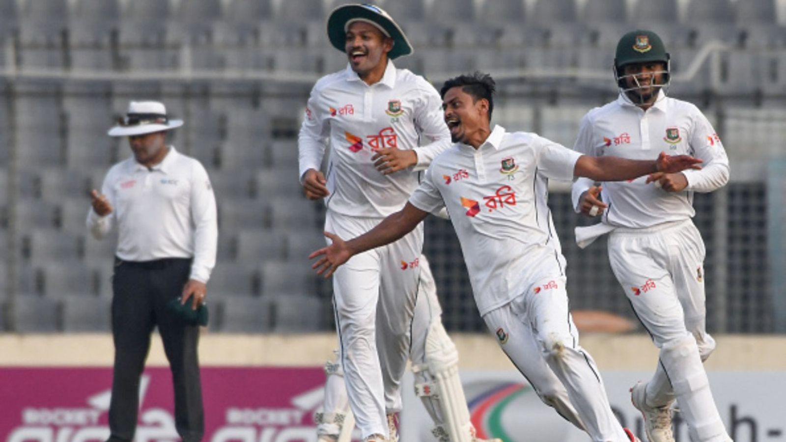 Taijul Islam creates history with fifer against South Africa, becomes second-only Bangladesh player with this epic feat Taijul Islam celebrating Ryan Rickelton's wicket
