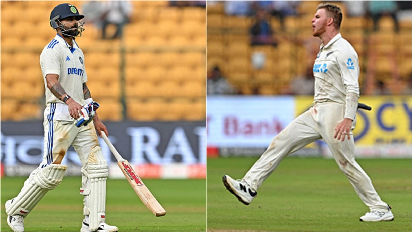 Glenn Phillips opens up on wild celebration after dismissing Virat Kohli on last ball of the day, says 'tension had built up' Glenn Phillips opens up on wild celebration after dismissing Virat Kohli on last ball of the day, says 'tension had built up'