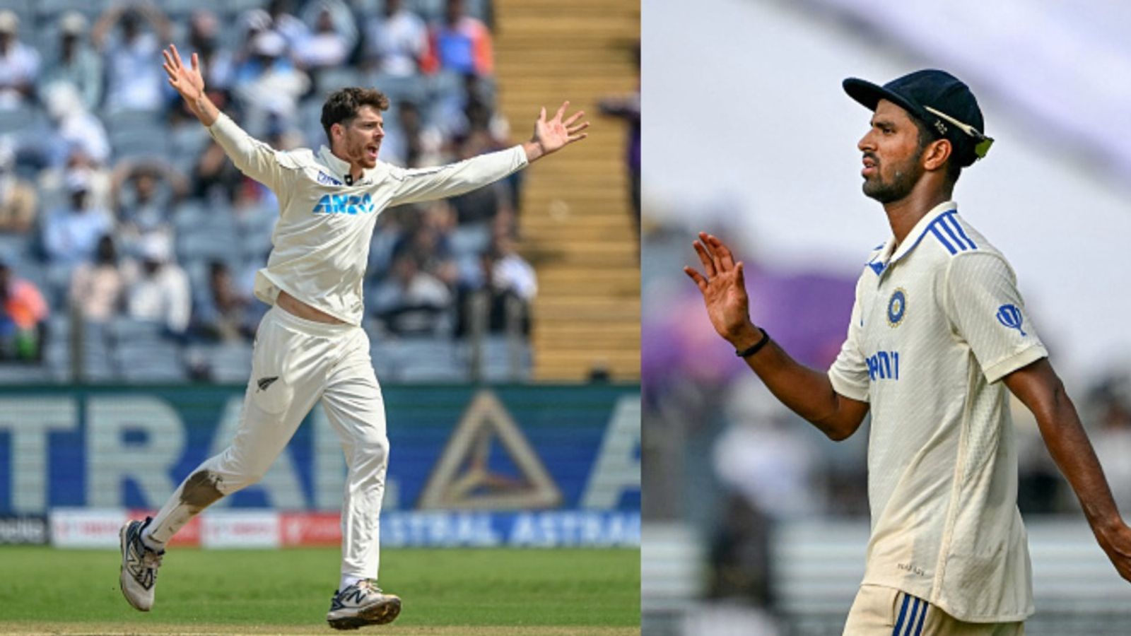Mitchell Santner reveals how Washington Sundar helped him mastermind India's batting collapse in IND vs NZ 2nd Test, says 'thought I'll do that...' New Zealand's Mitchell Santner (left) and India's Washington Sundar in this frame.