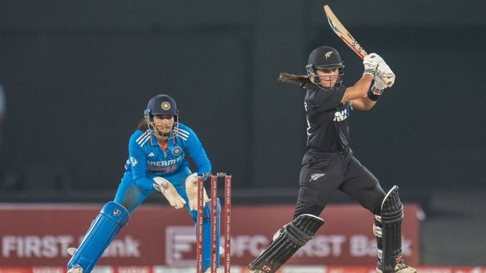 Massive setback for New Zealand, star all-rounder ruled out of India series due to muscle tear Amelia Kerr plays a shot against India in the first ODI