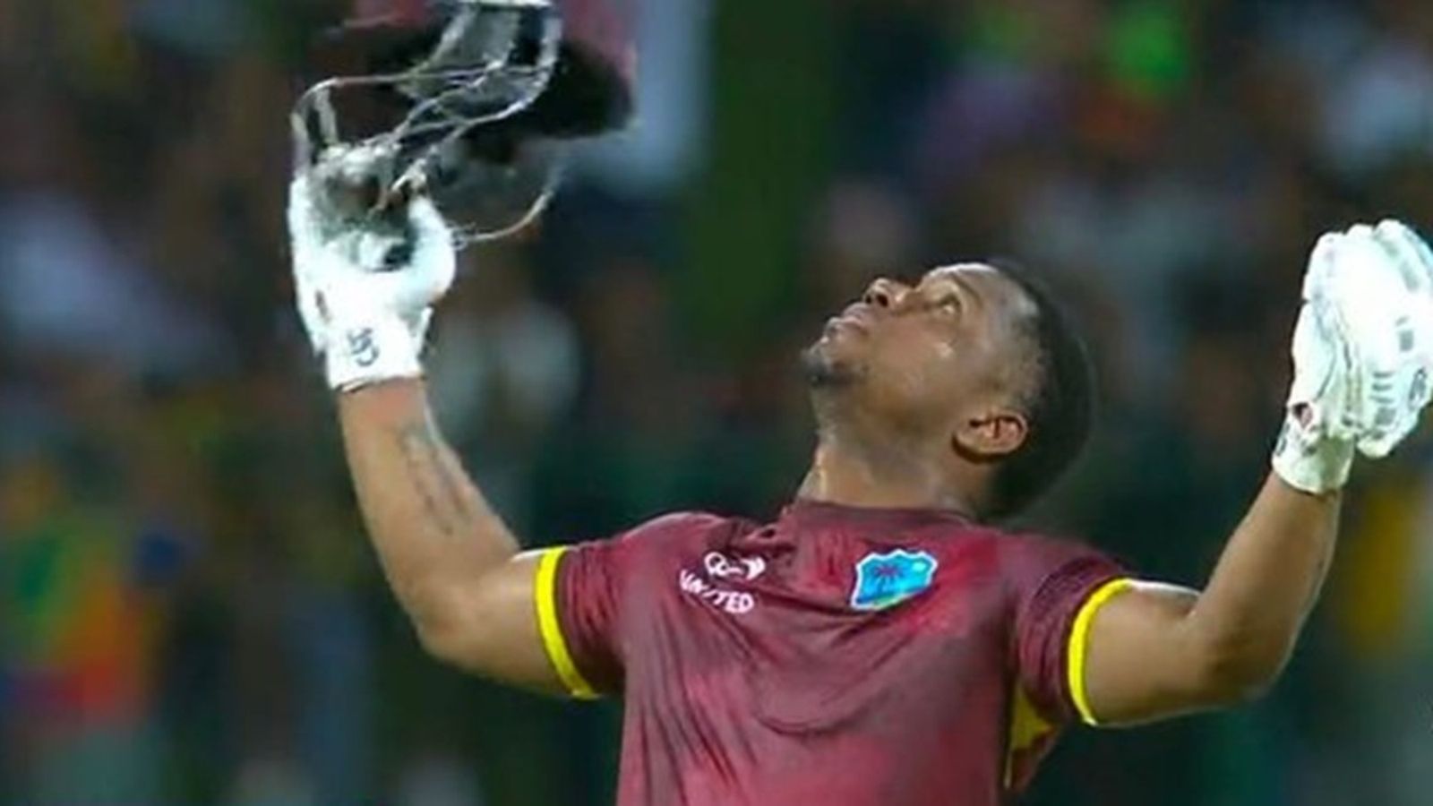 Returning to ODI side after 3 years, Evin Lewis smashes 61-ball hundred to guide West Indies to first ODI win on Sri Lankan soil after 19 years Evin Lewis celebrates his century against Sri Lanka in the third ODI