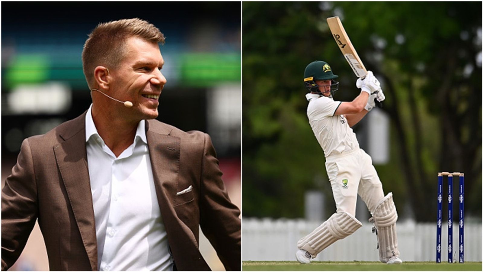 David Warner predicts this Australian batter will retire soon, names his replacement as opener for Border-Gavaskar Trophy 2024-25 David Warner as commentator; Nathan McSweeney plays a shot against India 'A'.