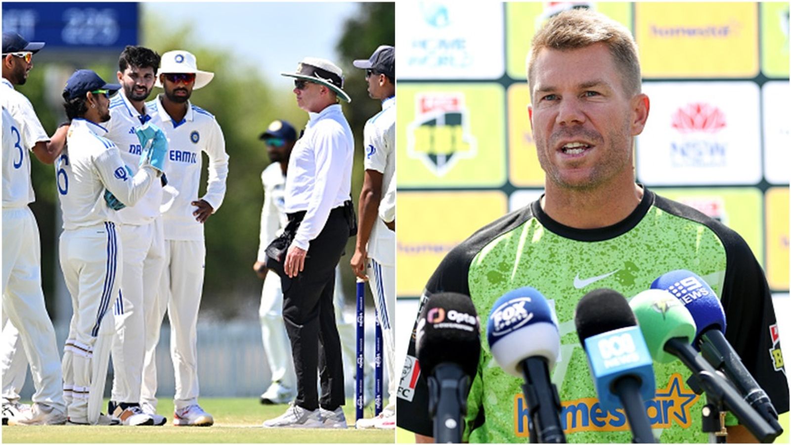 'I think the match referee should be coming out and...': David Warner reacts to Ishan Kishan calling umpire's decision 'stupid' Ishan Kishan in a heated coversation with the umpire during India 'A' vs Australia 'A' game; David Warner speaking after being named Sydney Thunder captain.