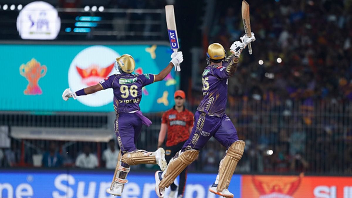 Released from KKR, out-of-favour star batter scores unbeaten 118 with ODI-like strike rate in Ranji Trophy 2024-25 Shreyas Iyer (c) and Venkatesh Iyer of Kolkata Knight Riders celebrate their team's win over Sunrisers Hyderabad in the 2024 IPL Final