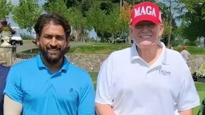 MS Dhoni's old video of playing golf with Donald Trump goes viral after US Polls - WATCH MS Dhoni and Donald Trump in frame