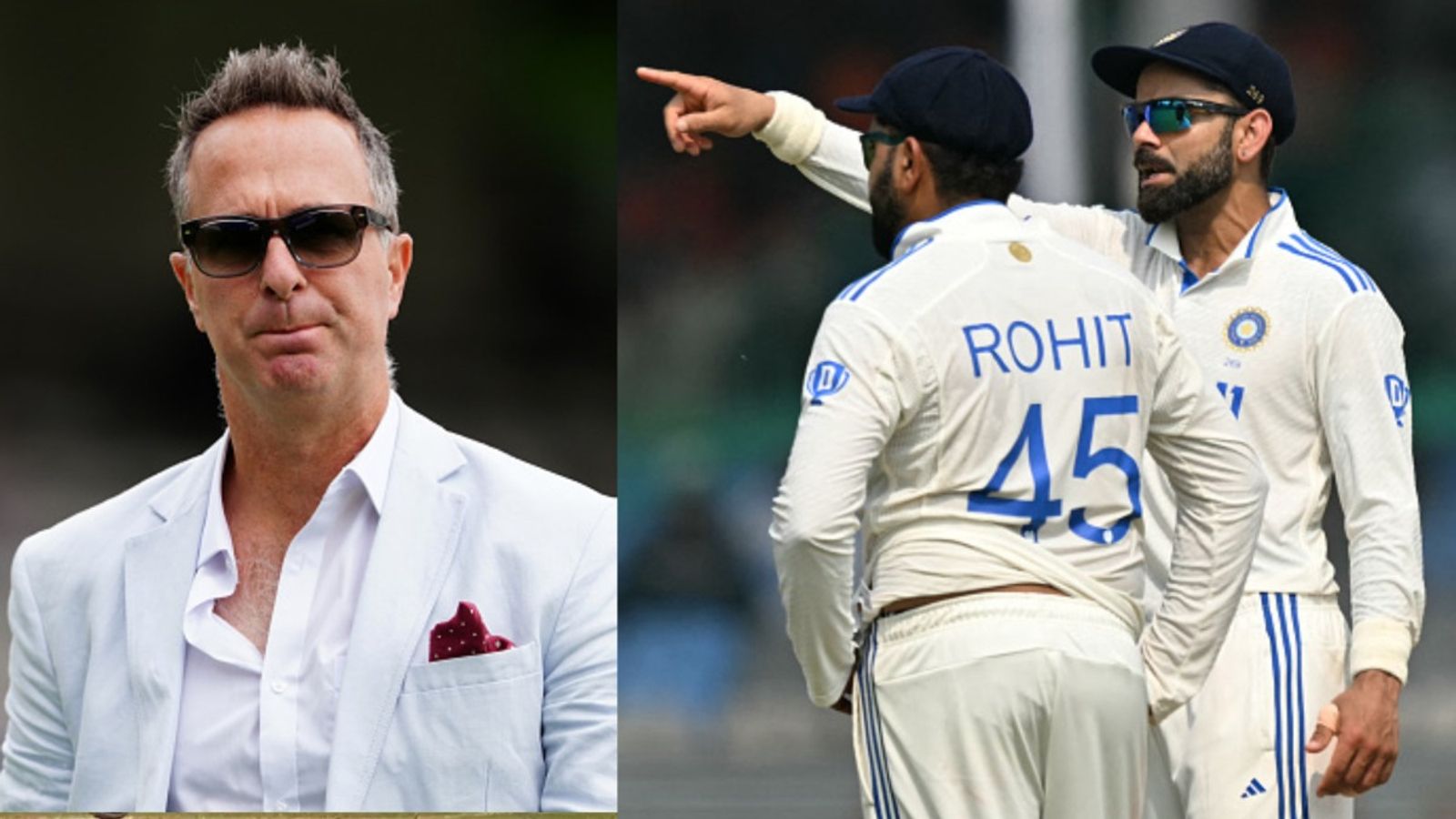 'I fear they won't...': Michael Vaughan's blunt verdict on Virat Kohli, Rohit Sharma's performance in Border-Gavaskar creates stir in Team India camp England legend Michael Vaughan (left) and India's Rohit Sharma, Virat Kohli in this frame