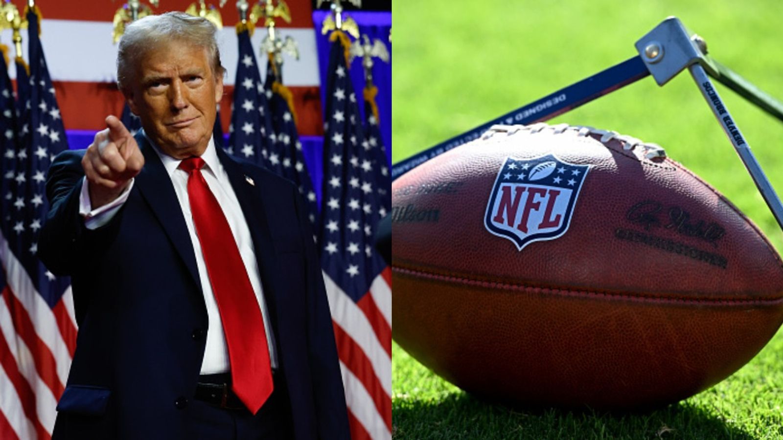 Newly elected US President Donald Trump tears NFL overs its new rule says, 'What the hell, drop that ridiculous s***' Donald Trump and NFL logo in the frame