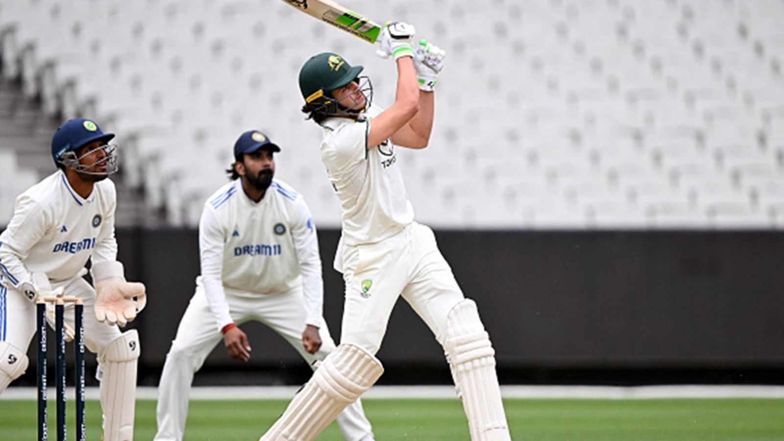 Another cleansweep! Dhruv Jurel's fifties and Prasidh Krishna's figthback in vain as teenager's fifty leads Australia A to 6-wicket win Australian batter Sam Konstas plays a shot during the third day of the cricket match between Australia A and India A at the Melbourne Cricket Ground (MCG) on November 9, 2024.