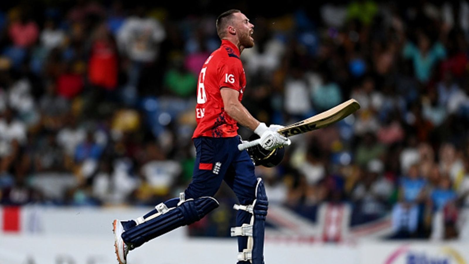 WI vs ENG: Not retained by KKR, star England batter smashes third T20I century against West Indies to lead Jos Buttler's side to easy 8-wicket win Phil Salt of England celebrates reaching his century during the 1st T20I between the West Indies and England at Kensington Oval on November 09, 2024 in Bridgetown, Barbados.