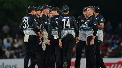 SL vs NZ: Lockie Ferguson's heroic hat-trick helps New Zealand defend 108-run total and beat Sri Lanka in 2nd T20I to level series 1-1 New Zealand's Lockie Ferguson (2nd R) celebrates with teammates after taking the wicket of Sri Lanka's captain Charith Asalanka in the second T20I