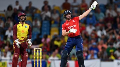 Released by Rajasthan Royals, captain Jos Buttler announces his arrival after injury with 45-ball 83 to power England to 7-wicket win over West Indies Jos Buttler, Nicholas Pooran