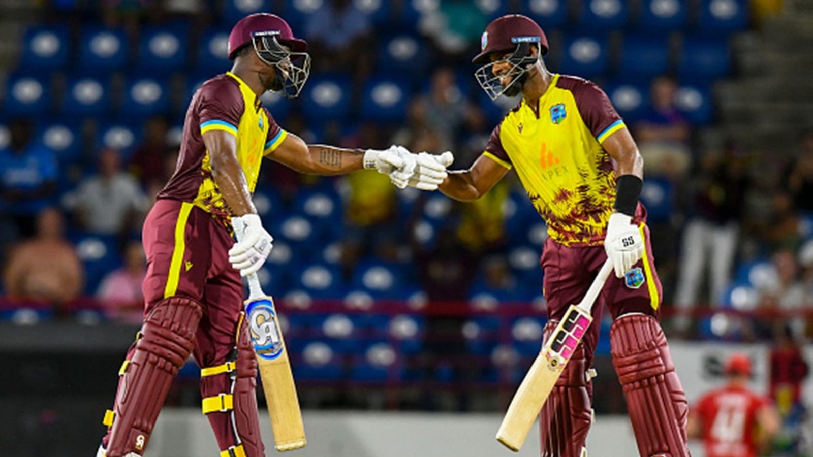 After 3 losses, West Indies pull off record-breaking run chase against England as Evin Lewis and Shai Hope go berserk Evin Lewis (L) and Shai Hope (R) of West Indies celebrate their 100-run partnership during the 4th T20I cricket match between England and West Indies and at Daren Sammy Cricket Ground in Gros Islet, Saint Lucia, on November 16, 2024.