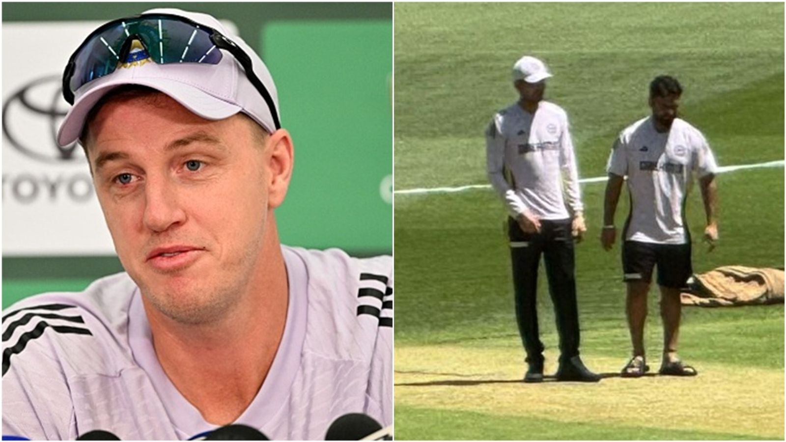 Shubman Gill to play in Perth Test after thumb injury? Bowling coach Morne Morkel gives major update Morne Morkel speaking to the media at the press conference; Rishabh Pant and Shubman Gill inspect the Perth pitch.