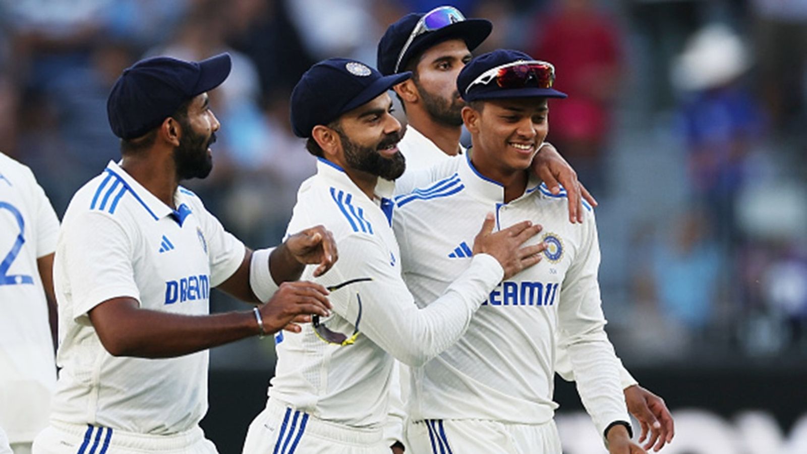 IND vs AUS: After Jaiswal, Kohli's record-breaking centuries, Bumrah-Siraj send shivers down Australia team with 3 wickets for 12 runs Virat Kohli and Yashasvi Jaiswal of India embrace following the wicket of Marnus Labuschagne of Australia during day three of the First Test at Perth Stadium on November 24, 2024.
