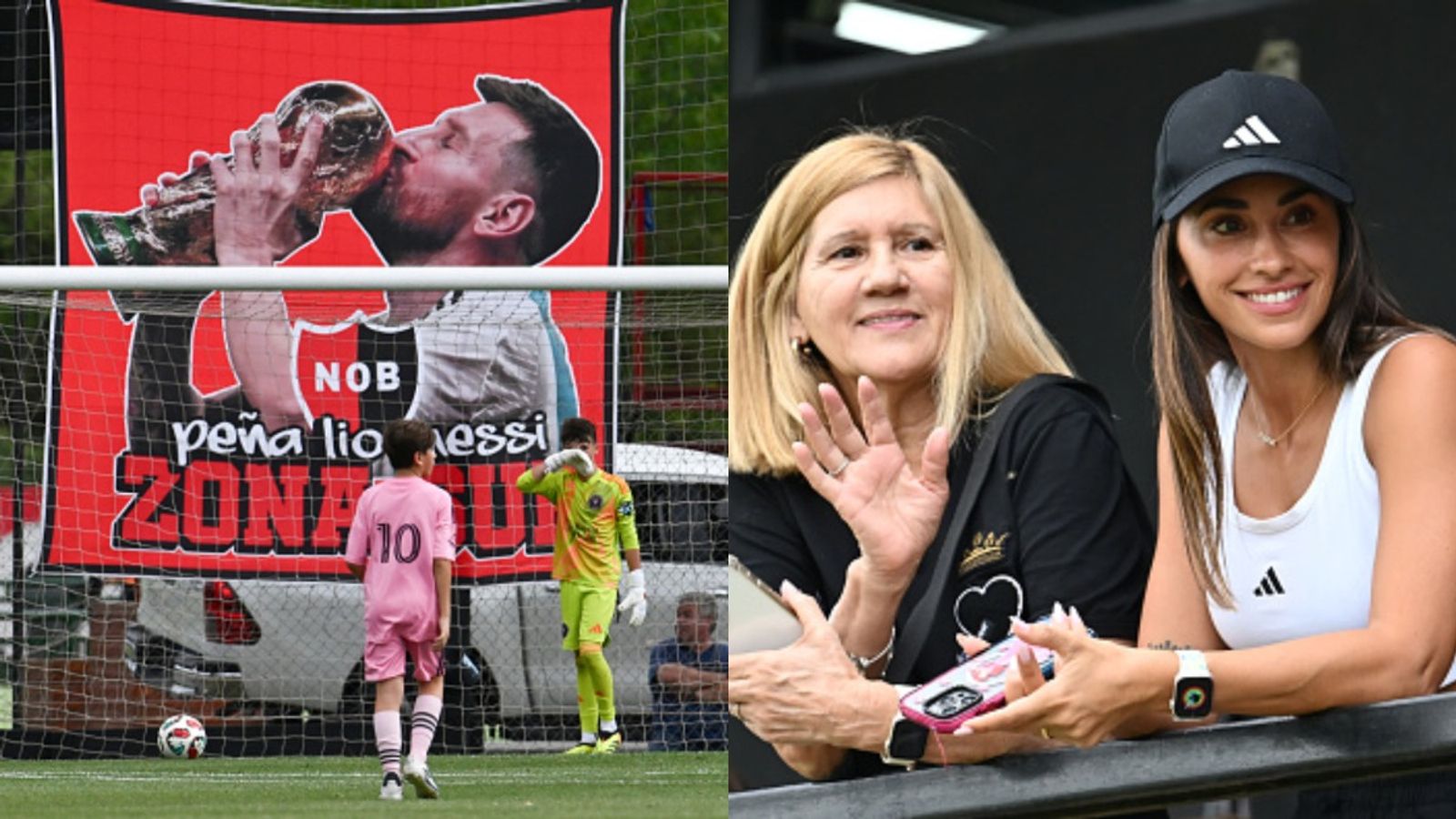Lionel Messi's 12 year old son makes debut for Inter Miami in Newell's Cup wearing father's iconic Number 10 jersey Thiago Messi and Messi's wife and mother in the frame