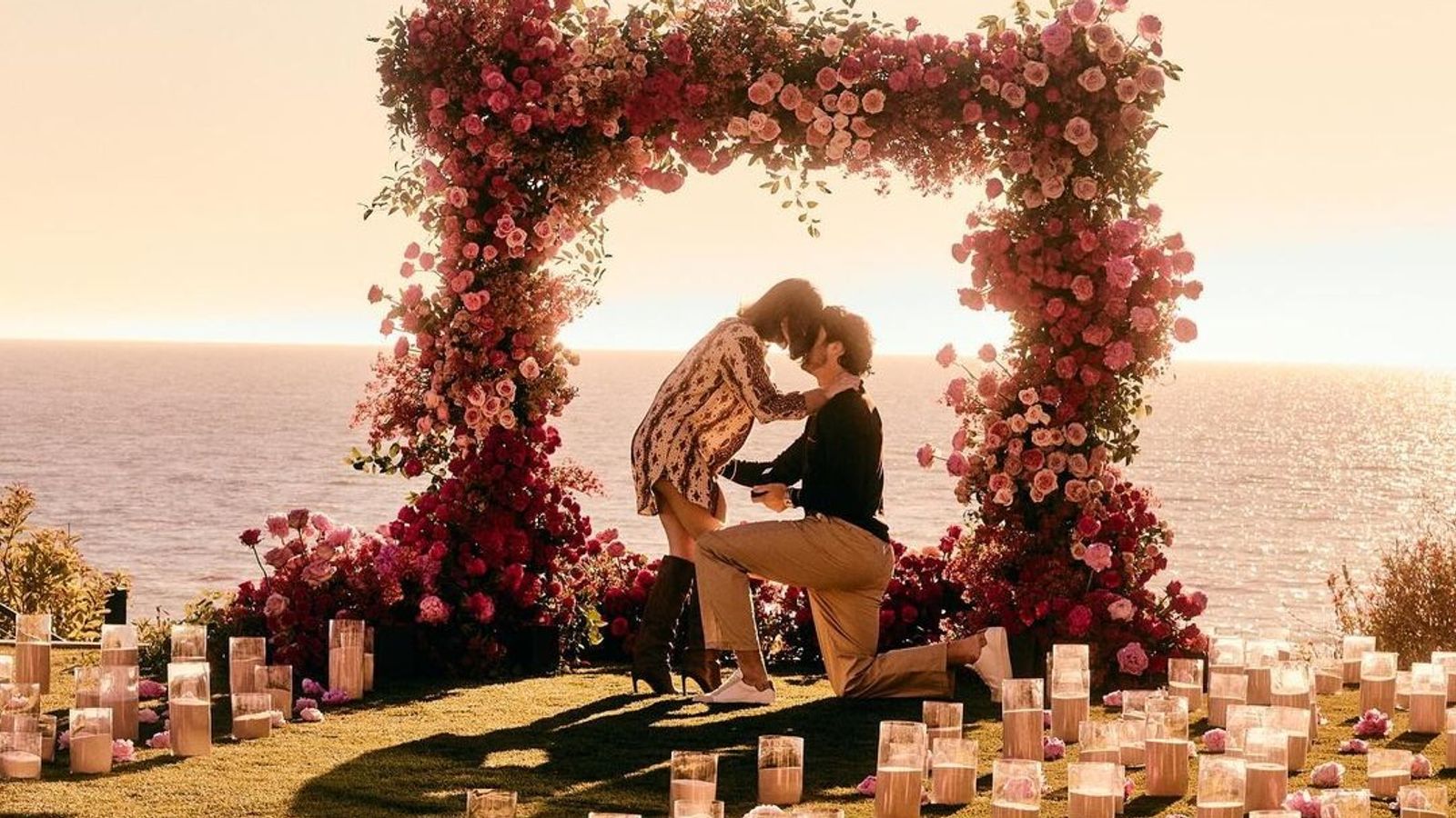 Buffalo Bills star Josh Allen surprise fans with engagement pics, proposes actress Hailee Steinfeld on one knee at a grassy ridge Josh Allen and Hailee Steinfeld in the frame