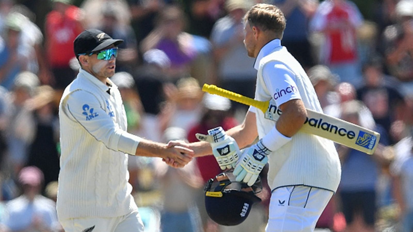 WTC Points Table: New Zealand's hopes of reaching WTC 2025 final take a massive dent after 8-wicket loss to England England's Joe Root (R) shakes hands with New Zealand's Tom Latham after the fourth day of the first Test at Hagley Oval in Christchurch on December 1, 2024.