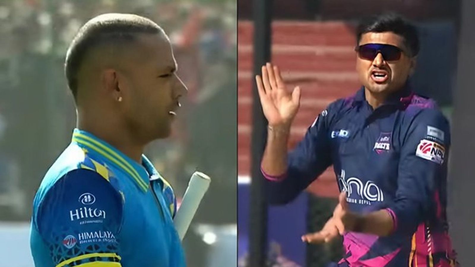 Shikhar Dhawan disappoints on Nepal Premier League debut, gets bowled by Canada spinner; Babar scores 12 runs from 25 balls Harsh Thaker celebrates after dismissing Shikhar Dhawan.