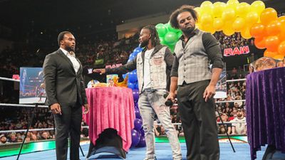 New Day Breakup WWE Raw: Big E graces New Day's 10 year anniversary but shockingly Kofi Kingston and Xavier Woods lashed at him turning heel Big E, Xavier Woods and Kofi Kingston in the frame