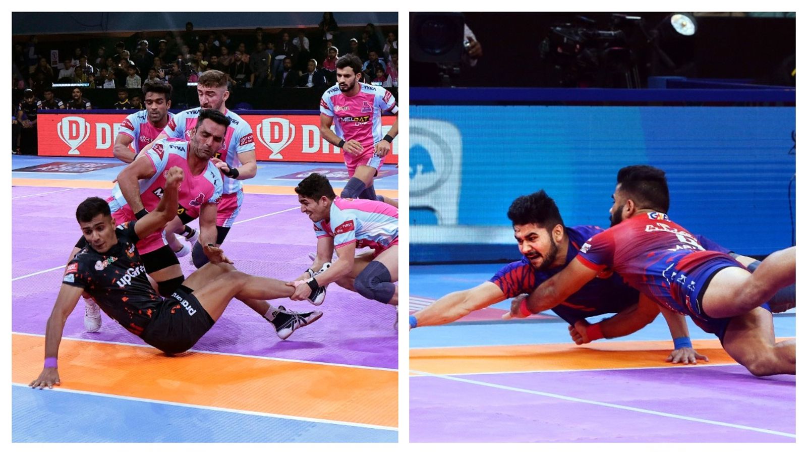 Pro Kabaddi League 2024: Dabang Delhi play out thrilling tie against UP Yoddhas; Jaipur Pink Panthers, U Mumba locked in 22-22 stalemate Pro Kabaddi League 2024: Dabang Delhi play out thrilling tie against UP Yoddhas; Jaipur Pink Panthers, U Mumba locked in 22-22 stalemate