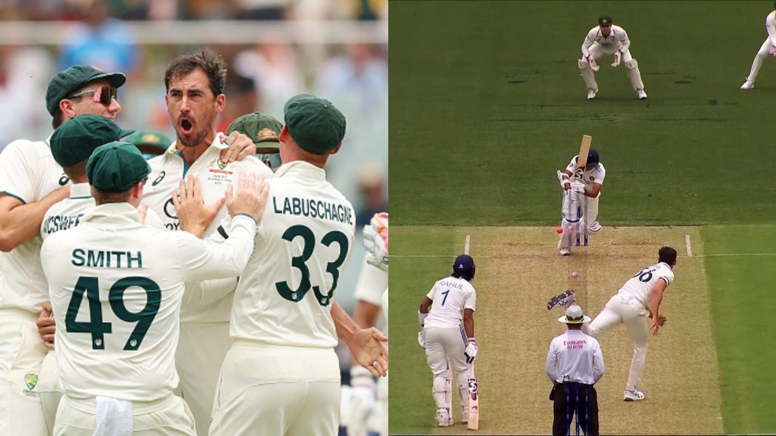 IND vs AUS: Mitchell Starc wreaks havoc with the first ball of Adelaide Test, dismisses Yashasvi Jaiswal on golden duck Australian team celebrating as Mitchell Starc dismisses Yashasvi Jaiswal on the first ball