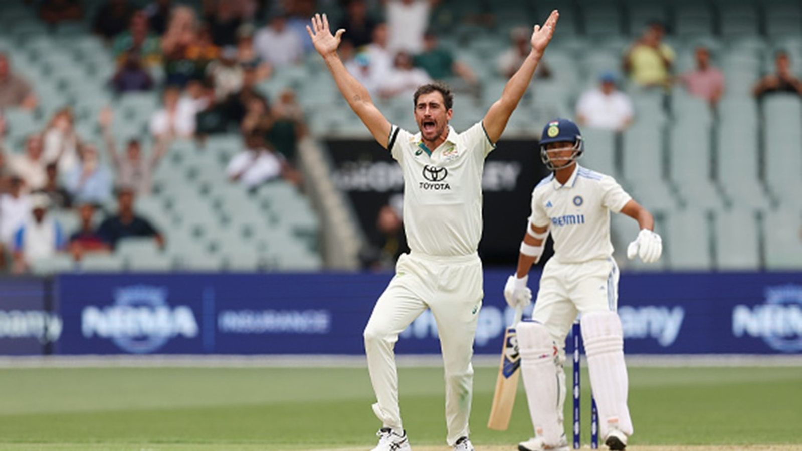 'We’ll have to work on him in the second innings': Mitchell Starc's straightforward reaction to Yashasvi Jaiswal's first ball duck amidst social media buzz Mitchell Starc of Australia appeals successfully to dismiss Yashasvi Jaiswal of India lbw during day one of the Test at Adelaide Oval on December 06, 2024.