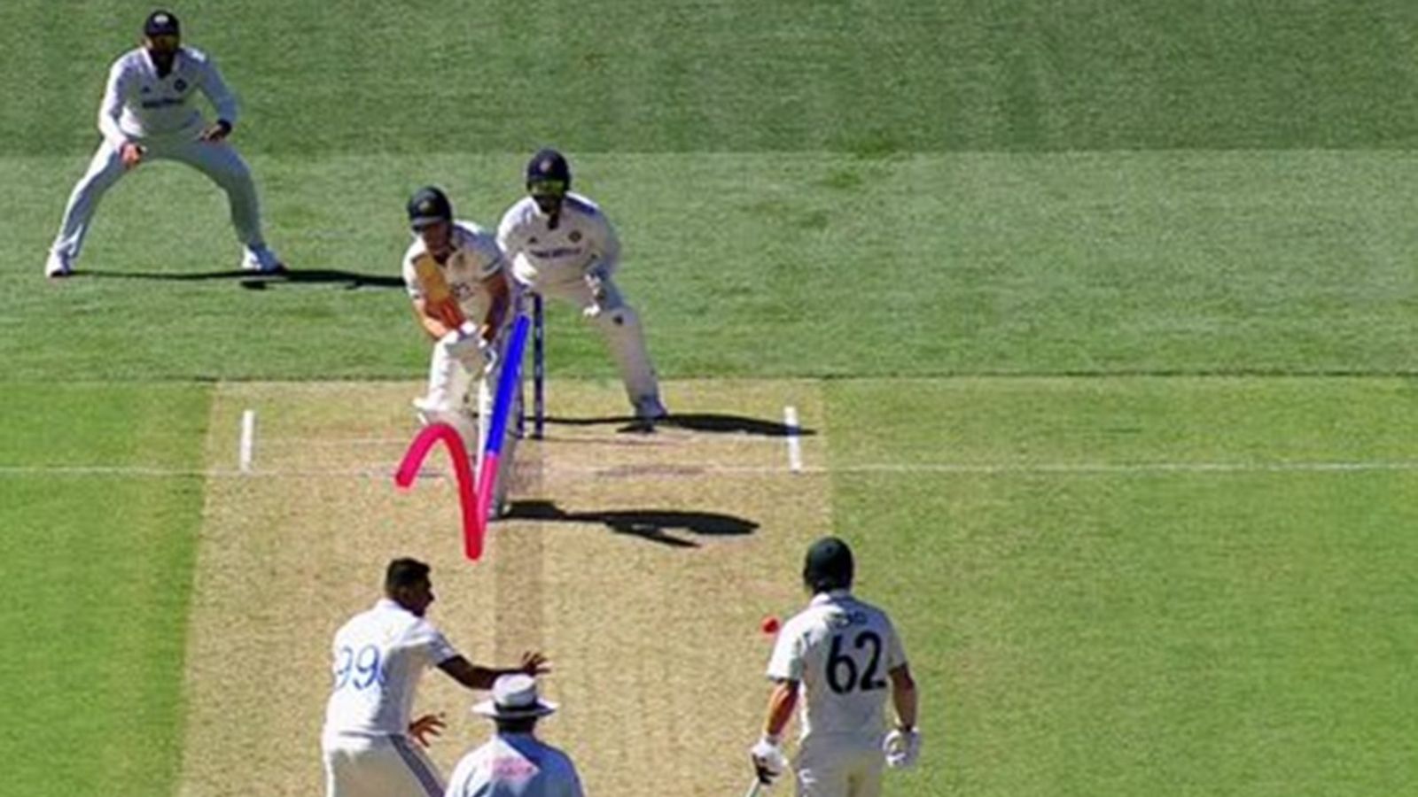 Out or not out? What would be the decision had third umpire Richard Kettleborough had not given Mitchell Marsh a reprieve Mitchell Marsh hit on the pad by R Ashwin in first session of Day 2.