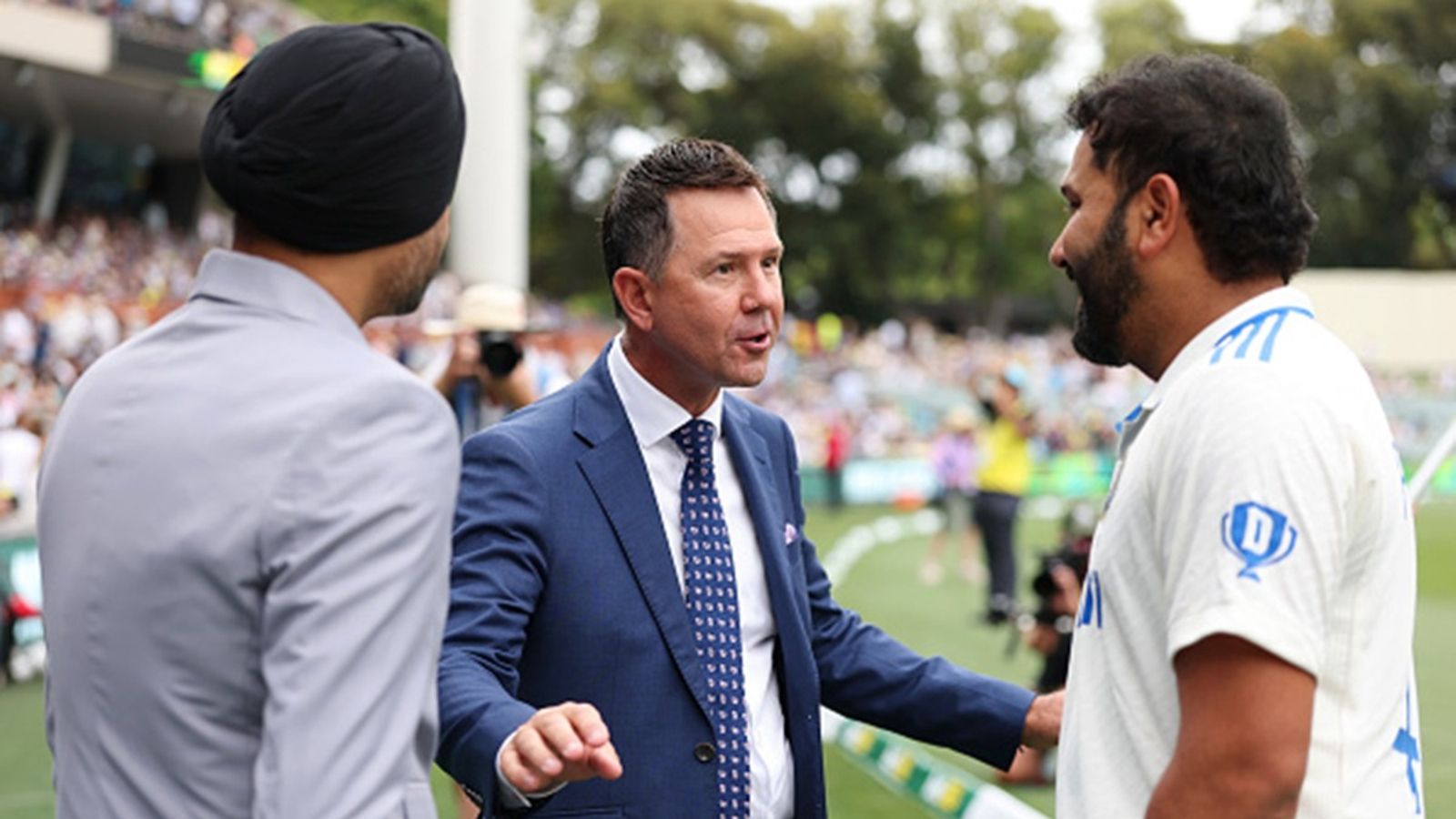 'No. 6 might be where he stays for the rest of his career': Ricky Ponting criticises Rohit Sharma for giving up opening spot for KL Rahul Ricky Ponting speaks to Harbhajan Singh and Rohit Sharma of India before national anthems prior to day one of the Test at Adelaide Oval on December 06, 2024.