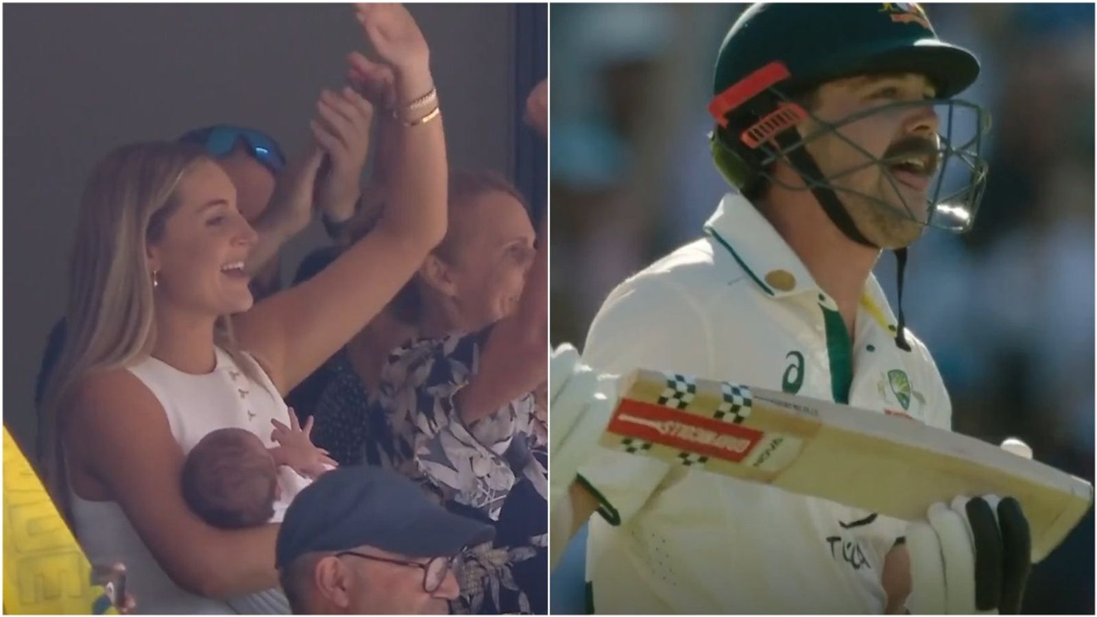 'I know more about cricket now': Travis Head's wife Jess hails batter for dedicating fastest pink-ball hundred to newborn son Jess Head cheers as husband Travis celebrates his fastest pink-ball Test hundred.