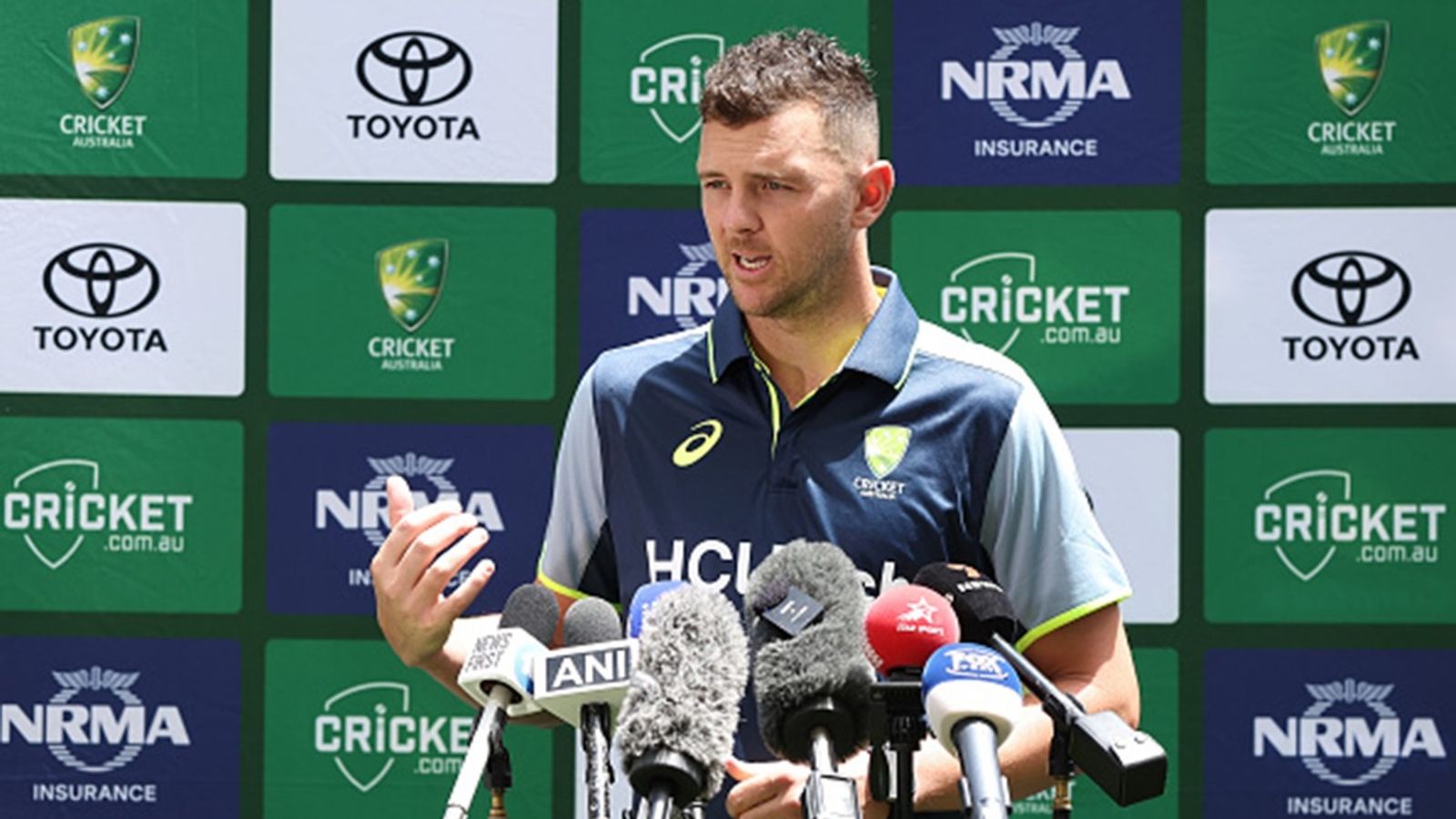 'Like asking an opening batter about trying to take 10 wickets next day': Josh Hazlewood blames media for twisting his comments Josh Hazlewood of Australia addresses the media following an Australia Test Squad training session at Optus Stadium on November 20, 2024 in Perth, Australia. (Photo by Paul Kane/Getty Images)