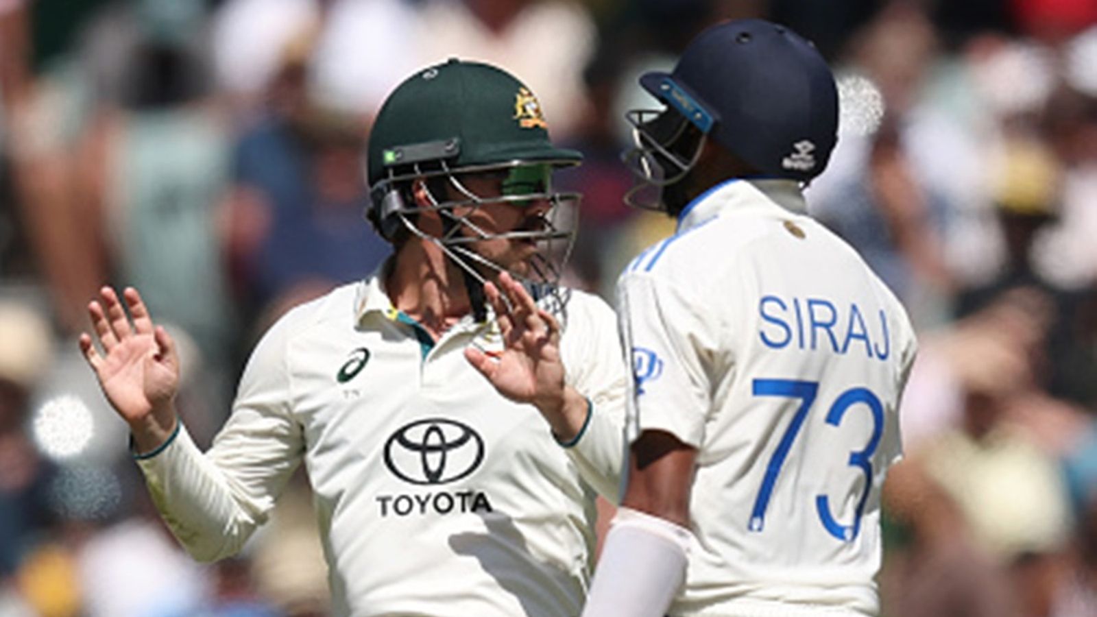 'I'm sweet and I think he's the same': Travis Head reveals clarifying differences with Mohammed Siraj after 10-wicket win Travis Head of Australia talks with Mohammed Siraj of India during day three of the Men's Test Match series between Australia and India at Adelaide Oval on December 08, 2024.