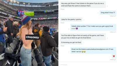 Model Flashing to Distract Rival Team : OnlyFans model makes a shocking revelation about NFL player asking her to flash in exchange of free tickets at Saints vs Giants Ava Louise in the frame and the text she received