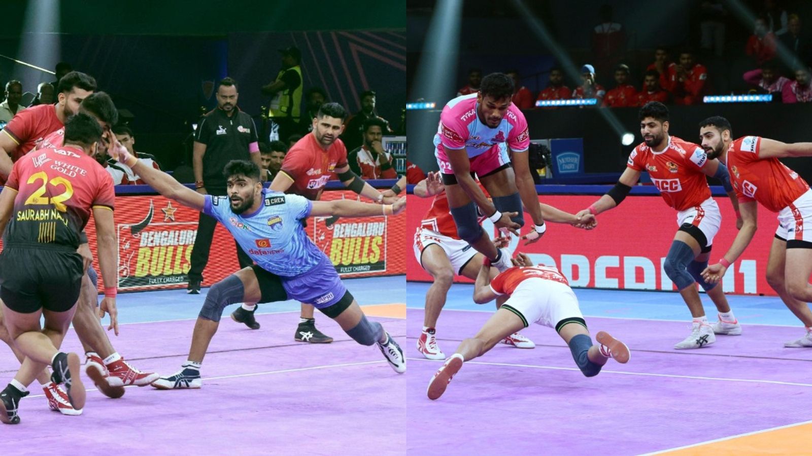 Pro Kabaddi League 2024: Jaipur Pink Panther notch dominant win over Gujarat Giants; Bengal Warriorz tame Bengaluru Bulls Pro Kabaddi League 2024: Jaipur Pink Panther notch dominant win over Gujarat Giants; Bengal Warriorz tame Bengaluru Bulls