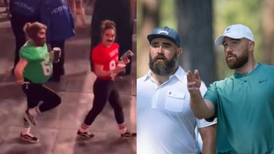 Travis Kelce and Jason Kelce reacts to being spotted at Taylor Swift's final Eras Tour Show in Vancouver, Jason says, 'Oh, what the f***' Jason Kelce and Travis Kelce in the frame