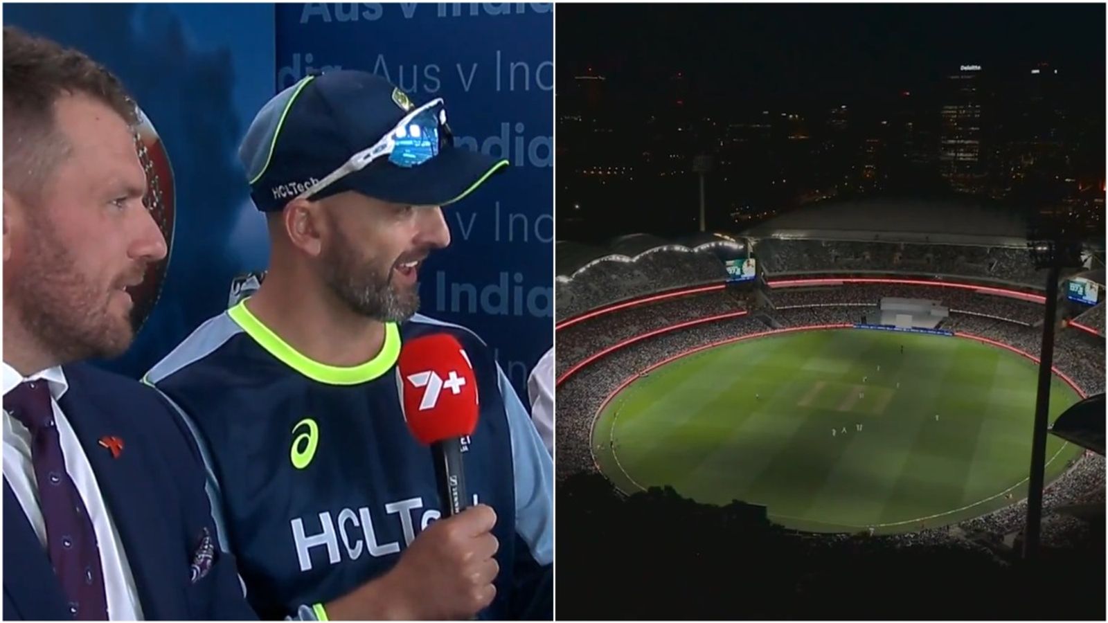 Nathan Lyon admits he was culprit for lights going off during pink-ball Test, says 'I asked the security guy if he could...' Nathan Lyon in the commentary box.