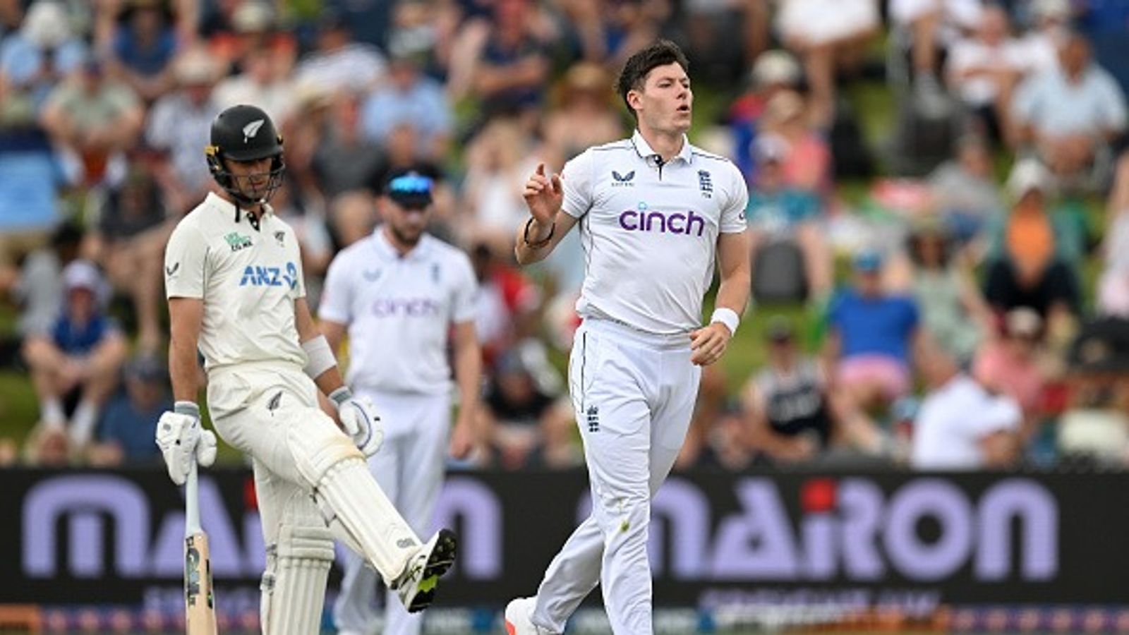NZ vs ENG 3rd Test: Matthew Potts, Gus Atkinson's steller performance help England dominate New Zealand in Hamilton on day 1 Matthew Potts celebrating a wicket in the third Test against New Zealand