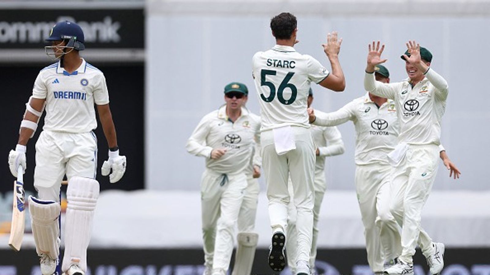 Livid Sunil Gavaskar tears into Yashasvi Jaiswal for his shot selection on Day 3 of IND vs AUS 3rd Test, says 'Your job for that one hour was to...' Australia's bowler Mitchell Starc (C) celebrates the wicket of India's Yashasvi Jaiswal (L) during Day 3 of the third Test at Gabba