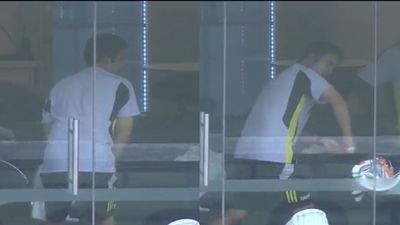 Gautam Gambhir's video of batting practice in dressing room after India's batting collapse goes viral - WATCH Gautam Gambhir in frame