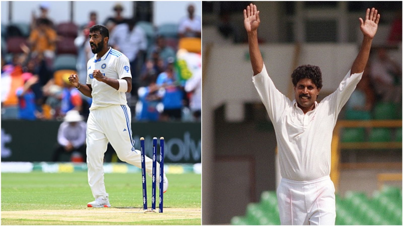 Jasprit Bumrah breaks Kapil Dev's 32-year-old record in Australia with twin strikes with new ball on Day 5 Jasprit Bumrah celebrates a wicket on Day 5 of Gabba Test; Kapil Dev celebrates a wicket against Australia