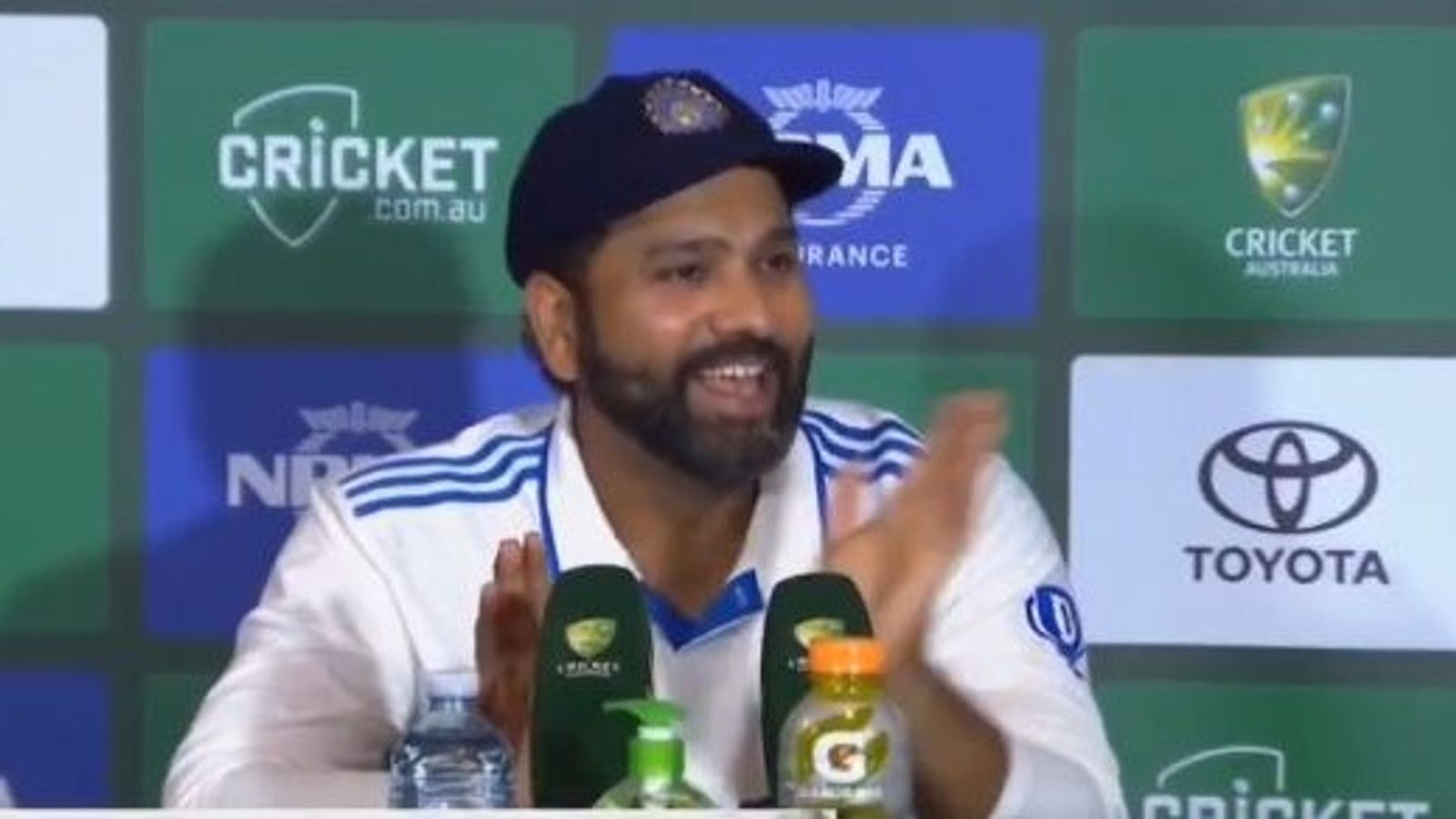 'Marwaaoge yaar': Rohit Sharma's hilarious reply to journalist floors everyone after suddenly realising Rahane, Pujara haven't retired yet, Watch video India captain Rohit Sharma during post-match press conference following 3rd Test against Australia