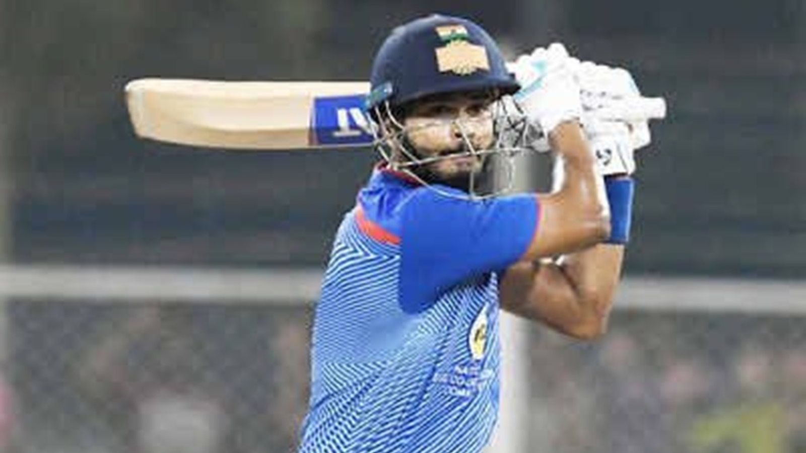 Reduced to 67 for 6 in run chase of 170, captain Shreyas Iyer walks out to bat at no.9 and leads Mumbai to victory with explosive cameo Mumbai captain Shreyas Iyer plays a shot.