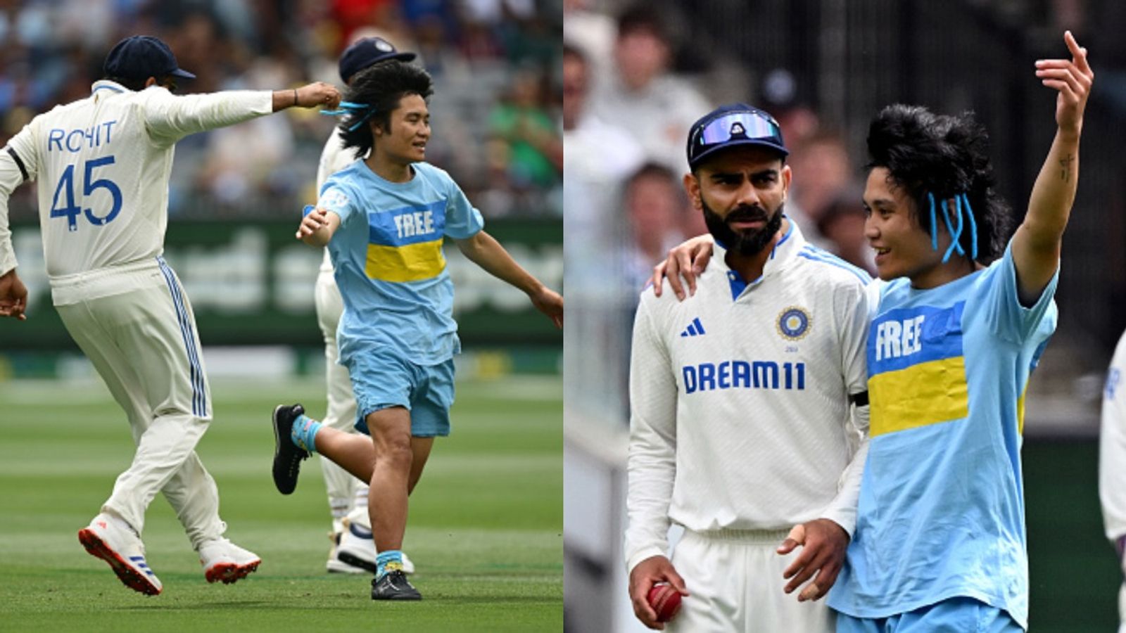 Fan invades field in MCG on Day 2 of Boxing Day Test, almost tackles Rohit Sharma and puts hands around Virat Kohli shoulders - WATCH Fan invades field on Day 2 of MCG Test